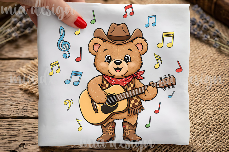 Teddy Bear PNG, Country Music Cowboy Bear Sublimation