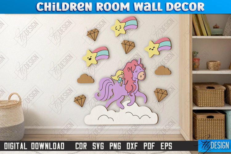 Children Room Wall Décor Laser Cut | Nursery Décor | Unicorn
