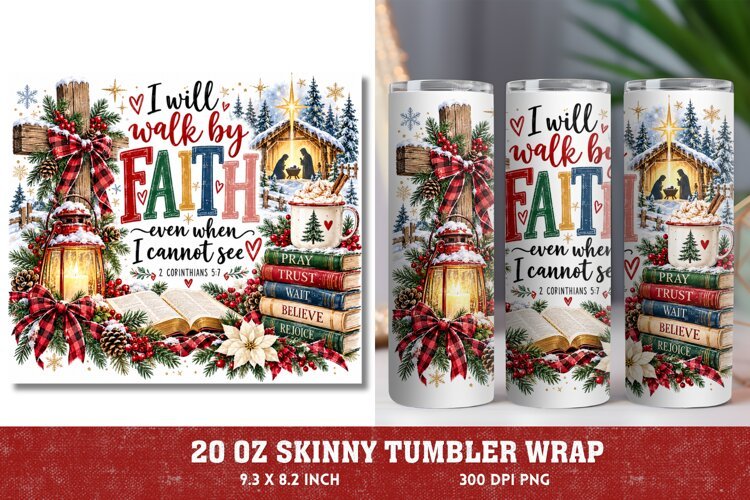 Faith Makes It Possible Tumbler Wrap, Christian Christmas 20 example image 1