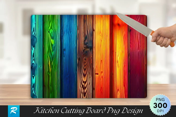 Multicolored Wooden Cutting Board Sublimation Design