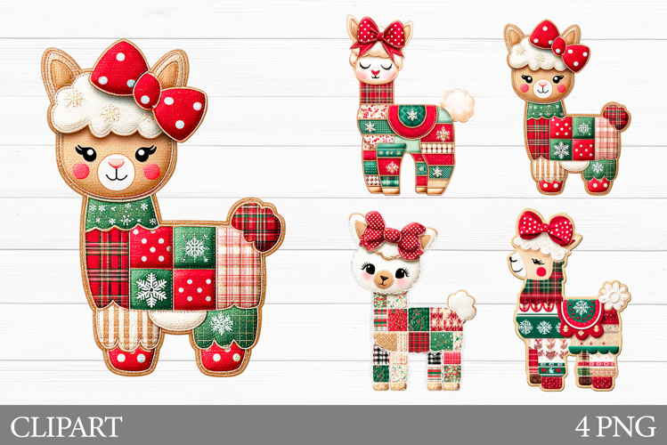 Patchwork Lama Clipart. Patchwork Christmas Clipart