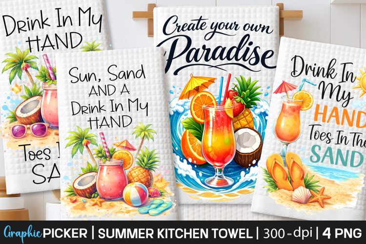 Summer Kitchen Towel Sublimation, Trendy Summer PNG, Summer