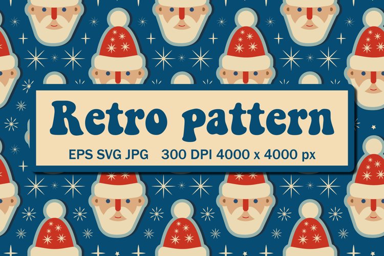 Retro Christmas pattern with Santa Claus