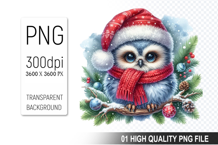 Christmas Owl Clipart PNG, Festive Owl illustration
