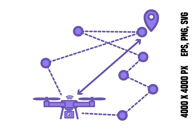 Purple Drone Flight Path Icon example image 1