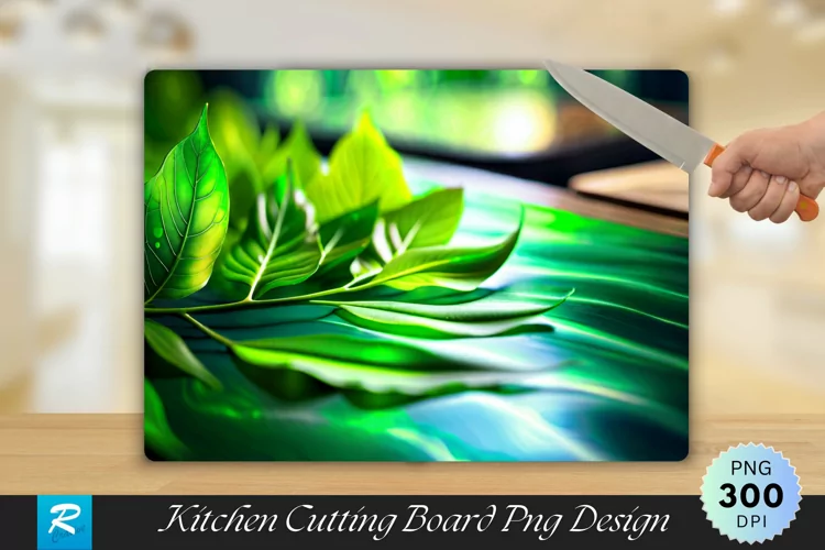 Green Leaves Cutting Board Sublimation Design