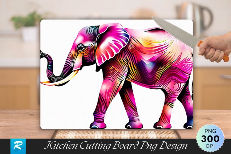 Pink Elephant Cutting Board Sublimation Design
