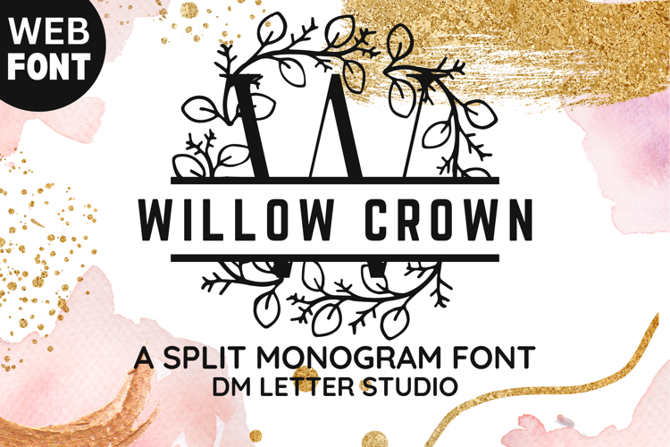Willow Crown Split Monogram - Elegant Botanical Serif Font