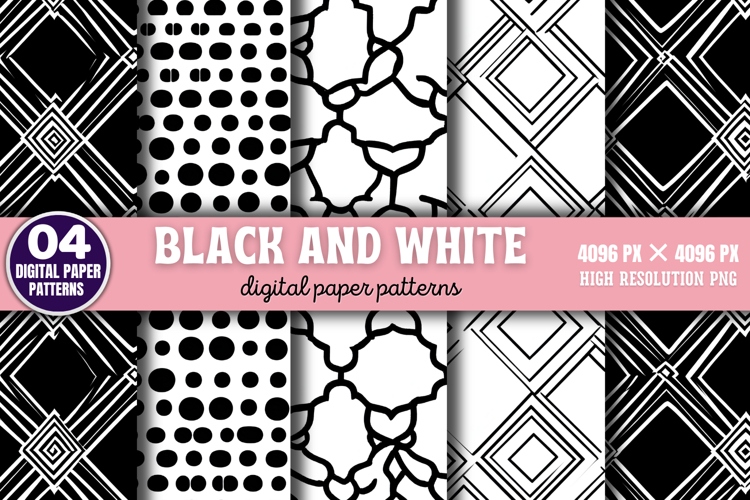 Black and White Digital Background Paper PNG