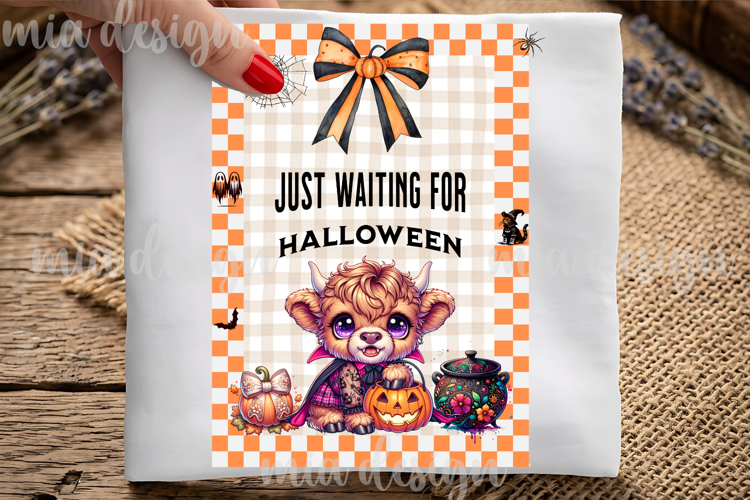 Halloween Highland Cow PNG Waiting for Halloween Sublimation