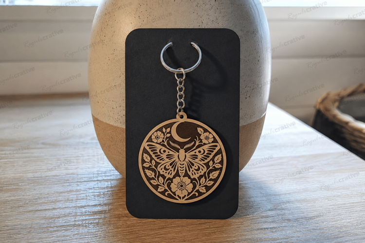 Floral Owl Round Keychain Laser Cut SVG File owl keychain sv