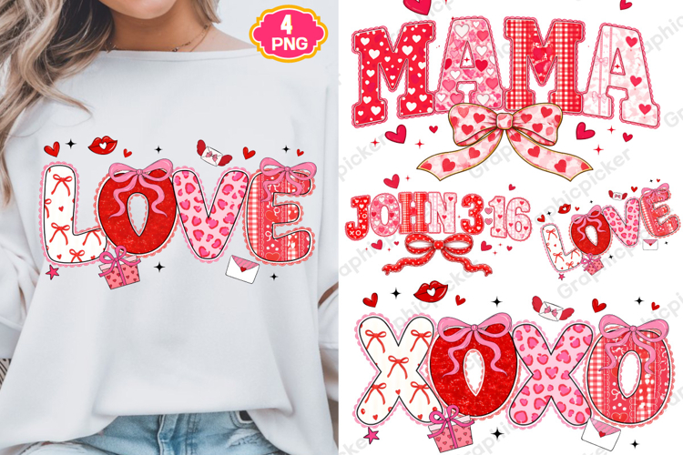 Preppy LOVE Valentine PNG, Xoxo PNG, Valentines Day PNG