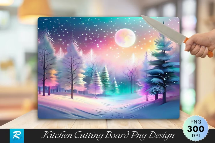Celestial Starry Christmas Wonderland Cutting Board PNG