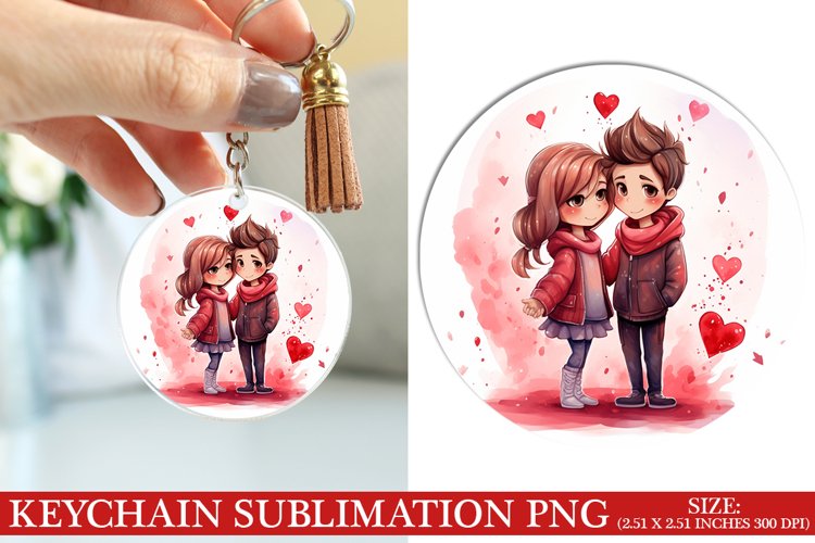 Valentines Day Photo Keychain Sublimation PNG Design
