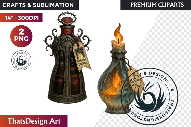 Halloween Hags Potions PNG Clipart spooky gothic bottle