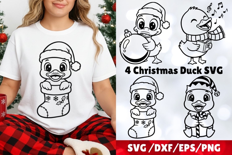 Funny Christmas Duck Svg, Holiday Cute Festive Duck Svg.
