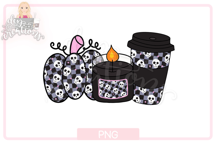 Halloween PNG: Skulls Pumpkin Candle Coffee