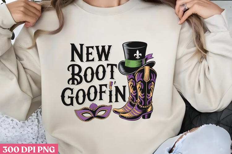 NEW BOOT GOOFIN PNG, Mardi Gras Sublimation PNG