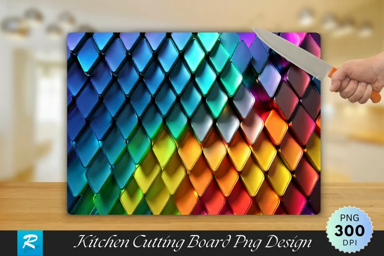 3D Colorful Cutting Board Sublimation Design