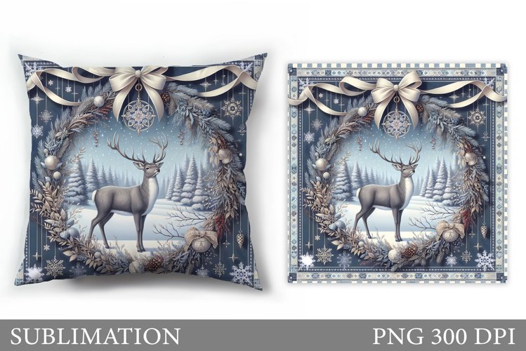 Christmas Deer Pillow Design. Christmas Pillow Sublimation example image 1