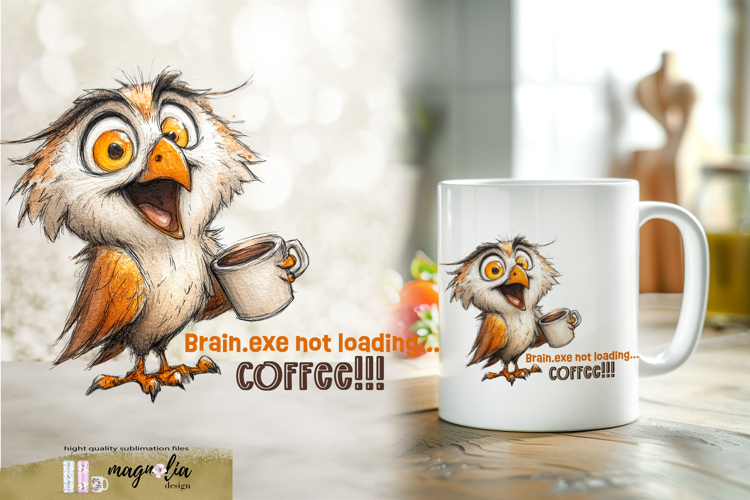 Funny Woodland Owl, Coffee mug wrap sublimation