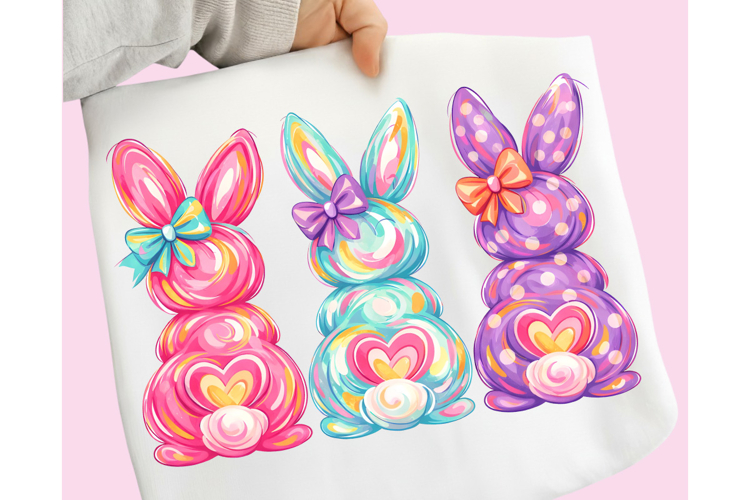 Bunny Coquette Bow PNG, Brushstroke bunny easter PNG