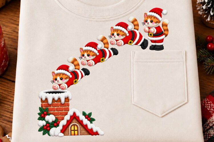 Christmas Cat PNG, Funny Christmas PNG, Cat Sublimation example image 1