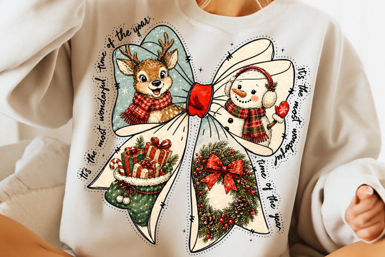 Christmas Bow PNG, Coquette Christmas PNG, Christmas PNG