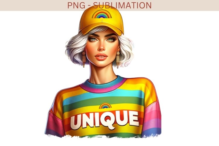 Rainbow Girl, Printable Art, Unique Girl Sublimation Design