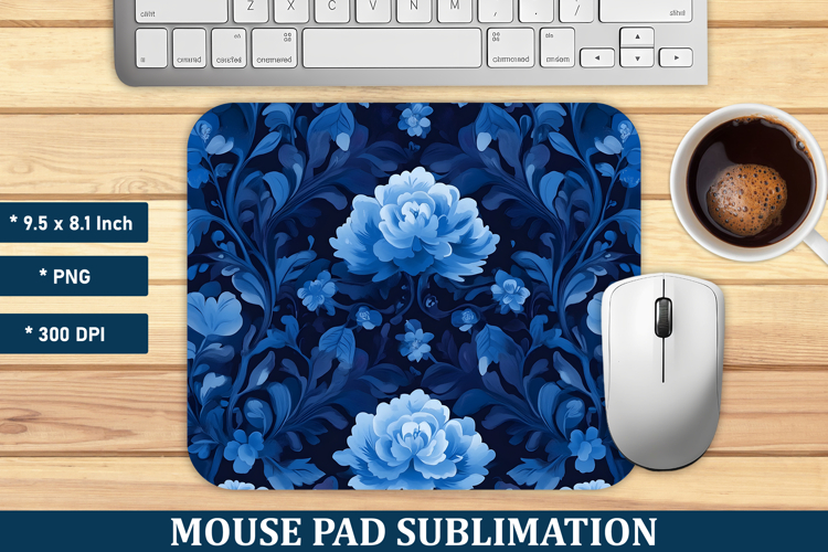 Blue Floral Mouse Pad | Mouse Pad Sublimation