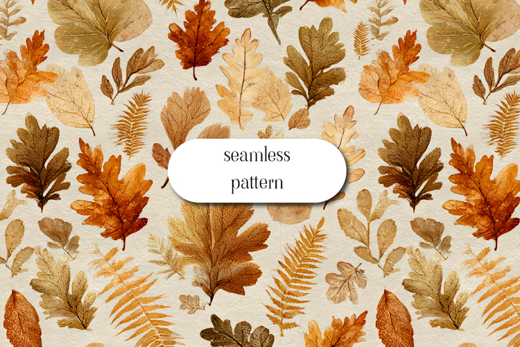 Watercolor Autumn Floral Seamless Pattern | Fall Design