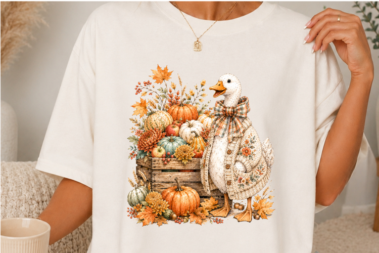 Cute Autumn Goose Sublimation Design SVG