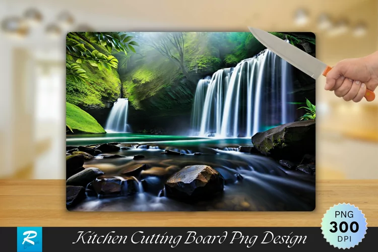 3D Waterfall Cutting Board Sublimation Design