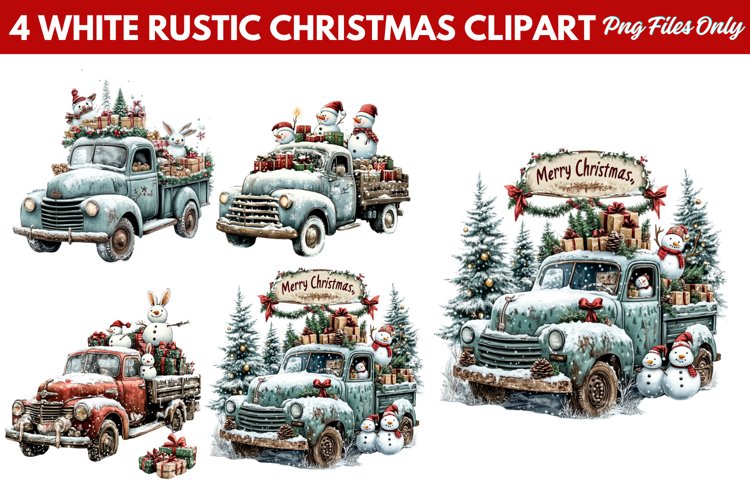 White Rustic Christmas Clipart PNG example image 1