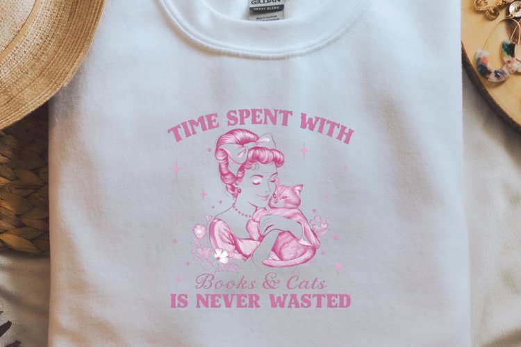 Retro Girl Quotes cats is never wasted PNG Sublimation