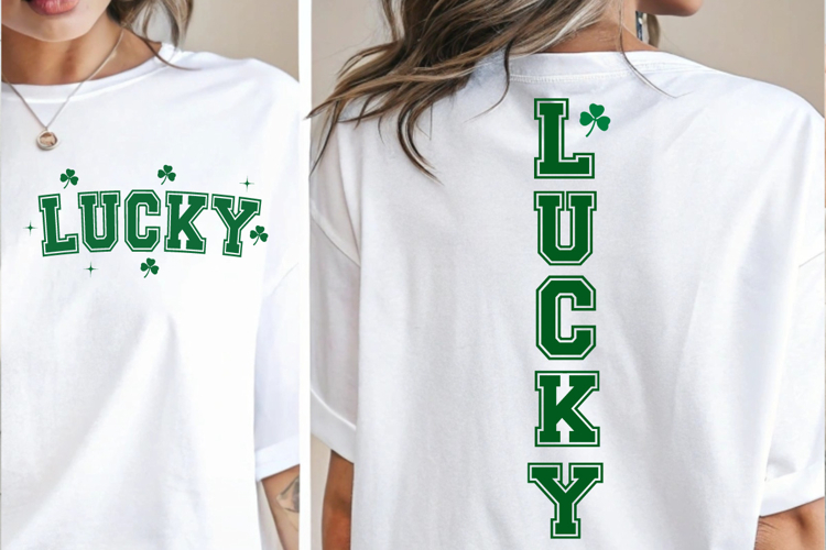 Lucky SVG, St Patricks Day PNG, Retro Shamrock PNG, Lucky