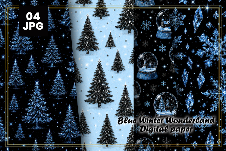 Blue Winter Wonderland Digital Paper