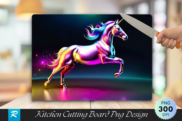 3D Unicorn Cutting Board Sublimation Design
