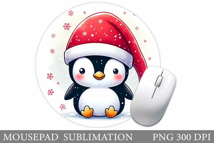 Cute Penguin Mouse Pad. Christmas Penguin Mouse Pad Design