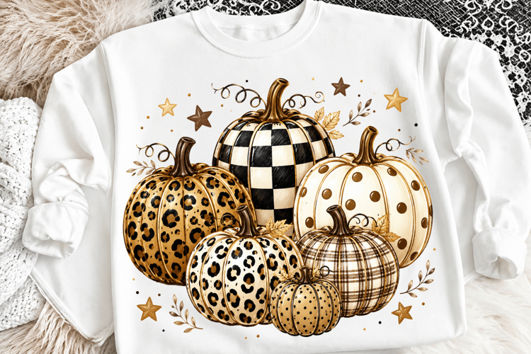Leopard Pumpkin PNG, Plaid Fall Pumpkin Sublimation, Checker