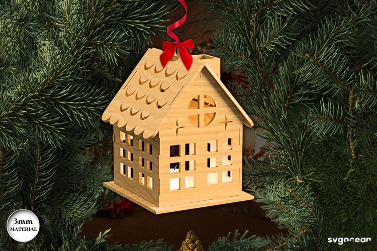 Christmas House Candle Holder SVG | Laser Cut | Glowforge