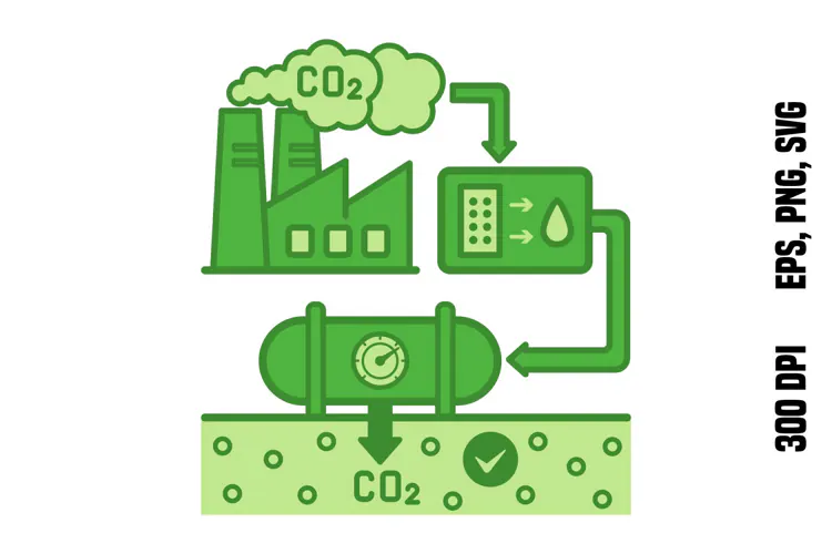 Green Carbon Capture Technology Icon