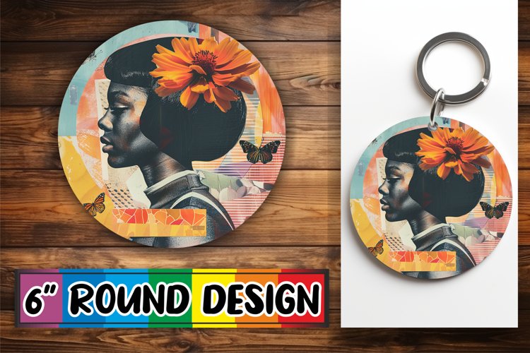 Abstract Art Black Woman Round Design Sublimation PNG example image 1