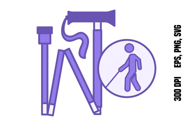 Purple Ergonomic Folding Cane Icon