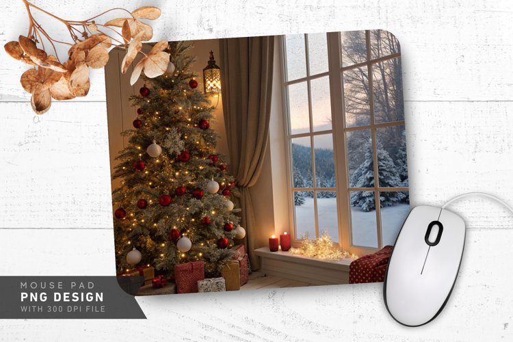 Festive Holiday Scene Mouse Pad PNG Design