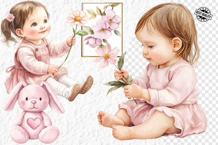 Pink baby girl clipart