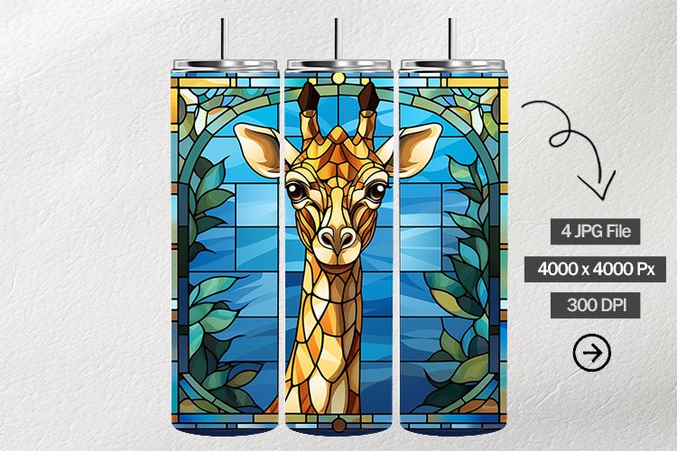 Baby Giraffe Stained Glass Square Coaster - 04 Variations example image 1
