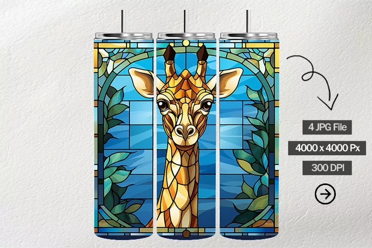 Baby Giraffe Stained Glass Square Coaster - 04 Variations