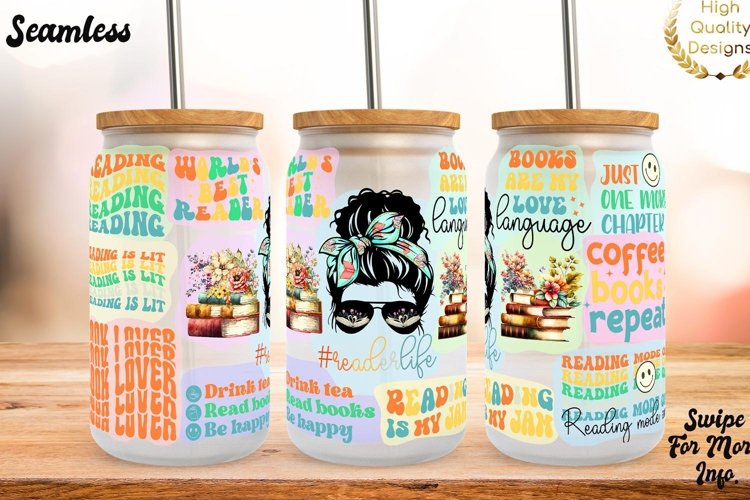 book lover ,reader life 16 oz Libbey glass can (2858213)