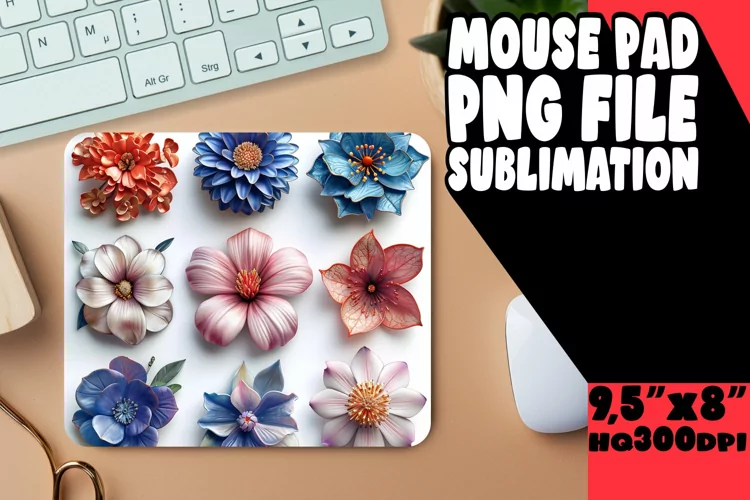 Vibrant Floral 3D Design Mouse Pad: Pattern Edition